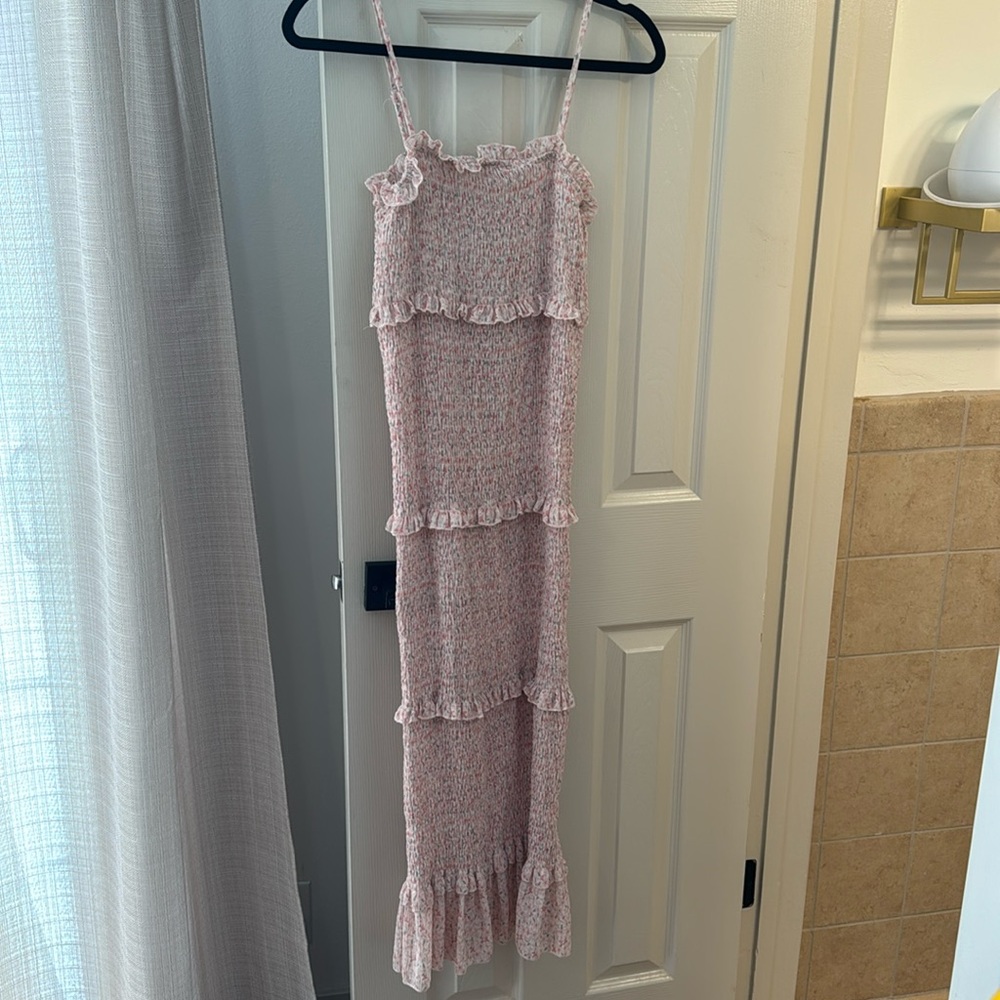 Pink blush maternity floral pink dress